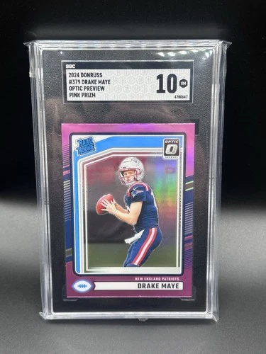 2024 Donruss Drake Maye Optic Rated Rookie Preview Pink #379 Patriots SGC 10