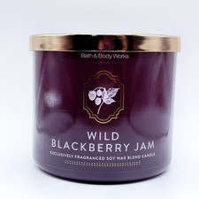 NEW BATH BODY WORKS WILD BLACKBERRY JAM SCENTED 3 WICK SOY WAX BLEND CANDLE JAR