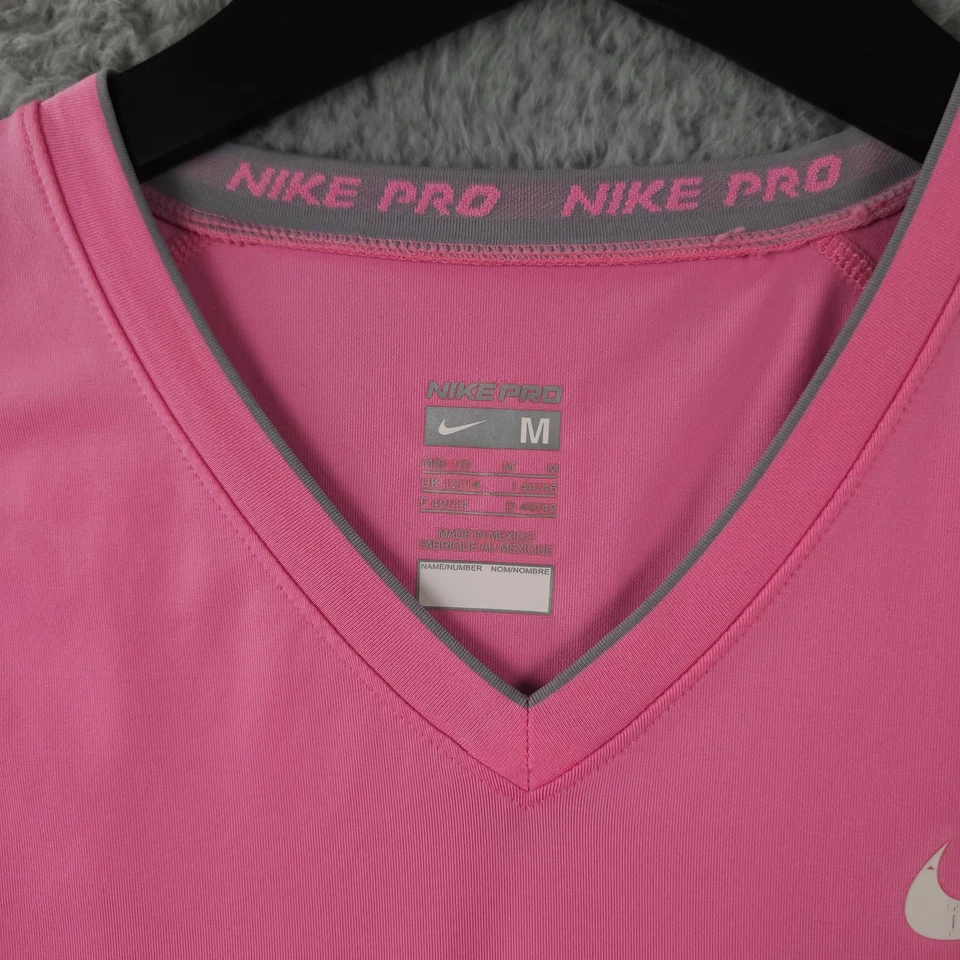 Camiseta sin mangas Nike Pro para mujer mediana 8-10 rosa gris rendimiento camisa sin mangas gimnasio Foto 3 de 4