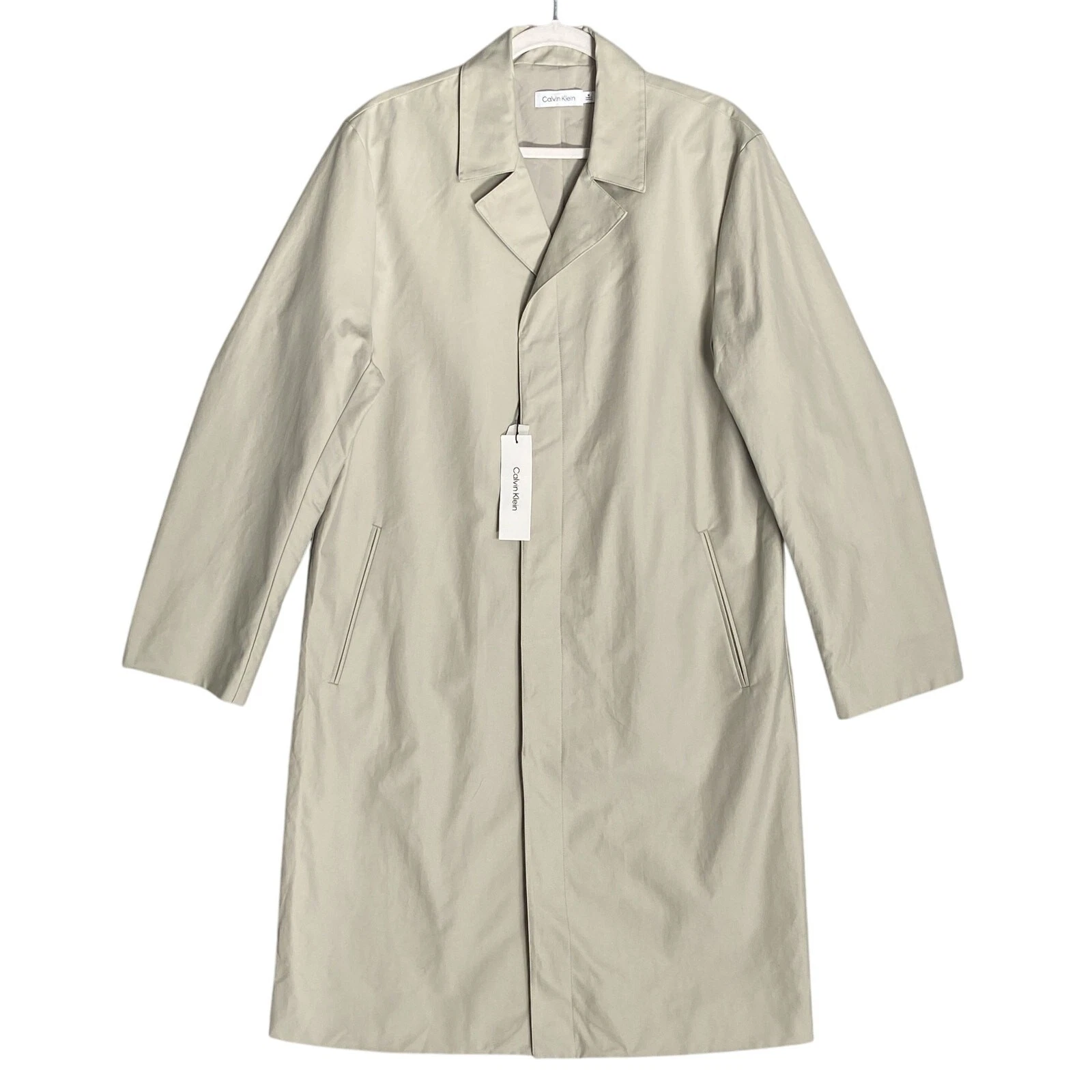 Calvin Klein Coat Men's Medium Classic Style Trench/Raincoat Abbey Stone NEW - product detail image 2