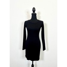 Everlane Ribbed Mini Dress in Black Size XXS Pullover Long Sleeve Organic Cotton