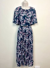 Phase Eight Teal Floral Pleated Midi Dress UK 10 – RRP £149