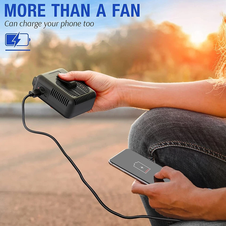 Ventilador de cintura 8000 mAh clip ventilador ventilador de escritorio salida de aire ajustable hasta 32 horas funciona Foto 2 de 4