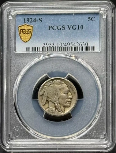 1924 S Nickel Indian Head or Buffalo PCGS VG-10