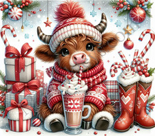 20oz Tumbler Wrap Cow Peppermint Christmas Sublimation Print Ready To Press