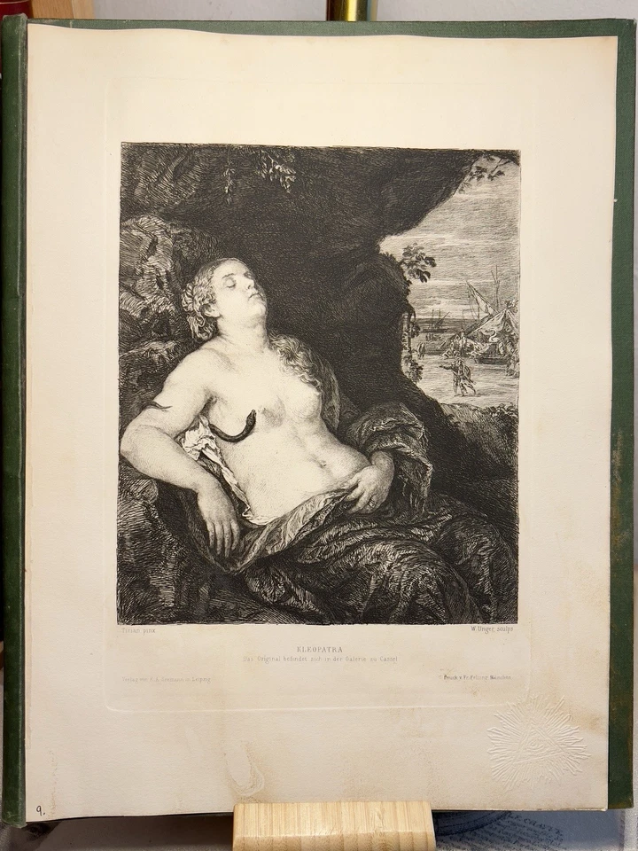 Kleopatra 1885 Stahlstich Tizian Historisch Antike Kunst Gravure Gemälde Raritat - Bild 1 von 1