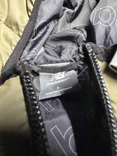 New Balance Puffer Tech Jacket Mens L Olive Green Full Zip Hooded Winter Outdoor - Picture 7 of 8