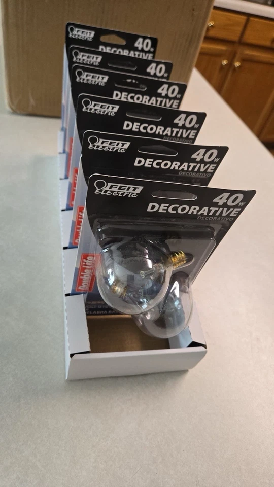 (12 Bulbs) Feit Electric 40W Decorative Candelabra Base Bulbs Double Life G16.5 - Image 2 of 4