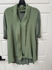 H by Halston Women Short-Sleeve V-Neck Hi-Low Hem Tunic Large Top Blouse A8