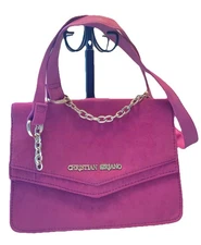Christian Siriano Purse Crossbody Hand Bag Hot Pink Vegan Suede Small