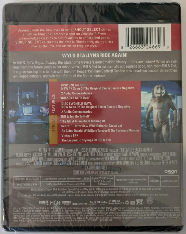 Bill & Ted's Bogus Journey (1991) - 4K UHD Blu-ray - New & Sealed - Keanu Reeves - Image 3 of 3