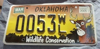 OKLAHOMA SPECIALTY LICENSE PLATE 2005 Wildlife Conservation #0053WL