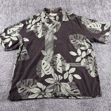 Tommy Bahama Silk Camp Shirt Mens XL Tropical Floral Print Silk Beach Outdoor