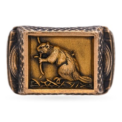 Vintage 14k Gelbgold MIT Klasse von 1965 Messing Ratte Ring