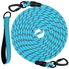 Long Leash for Dog with Removable Padded Handle For Large Medium Dogs 50ft Blue