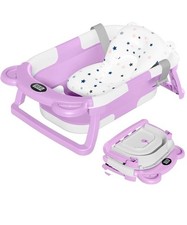 TPN Collapsible Baby Bathtub, Baby Bath Tub with Soft Cushion Real-Time