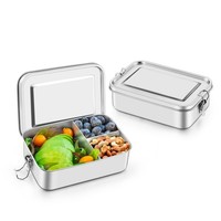 Edelstahl Brotdose Bento Box Mit FäChern 2Er Set 1400Ml Auslaufsicher Kinder