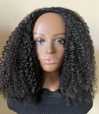 Afro Kinky Curly Human Hair Half Wig