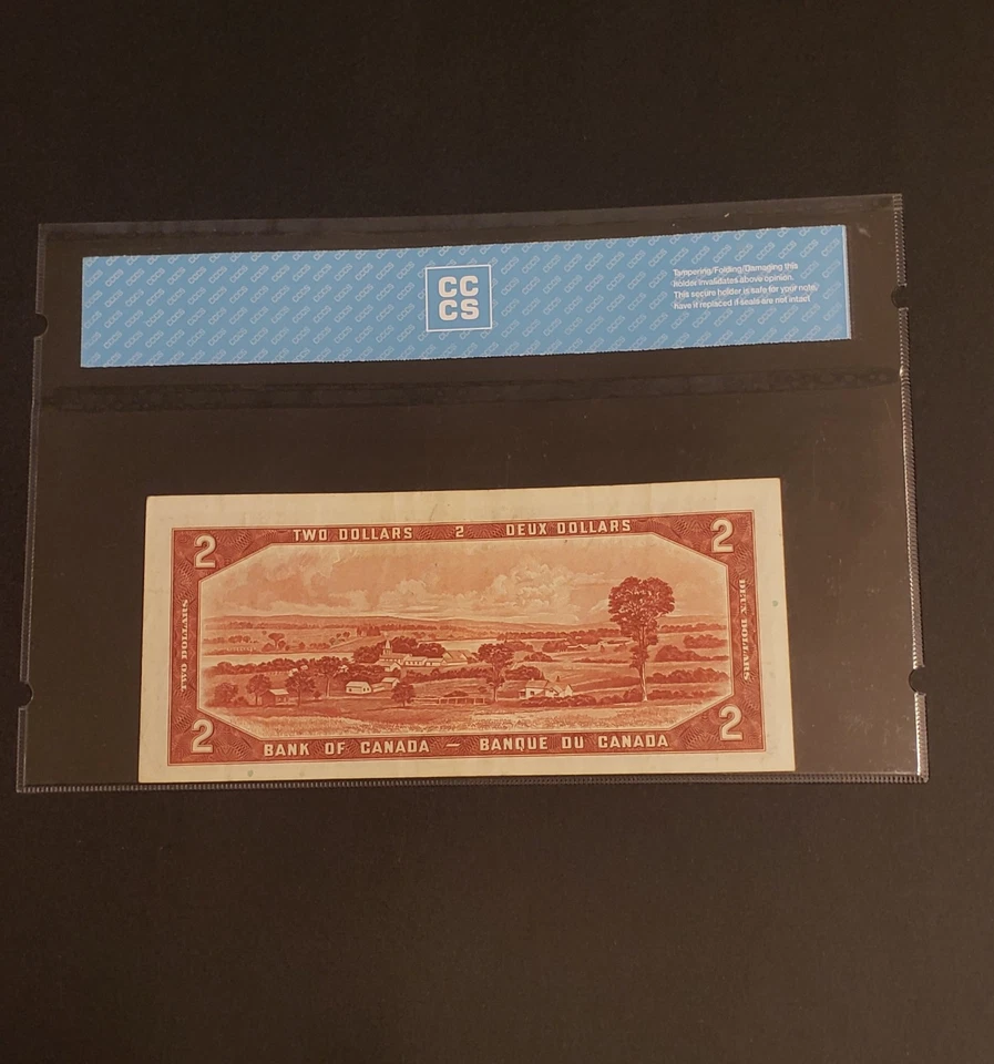 1954 Bank of Canada $2 DEVIL FACE Banknote. PREFIX "I/B". CCCS Graded. - Image 2 of 2