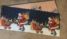 Woven Table Runner Holiday Christmas Santa Claus Design 68 x 12 Inch Jolly Man