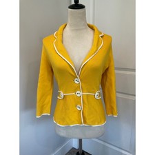 Jones New York Signature Petite Knit Blazer Retro White Trim PS