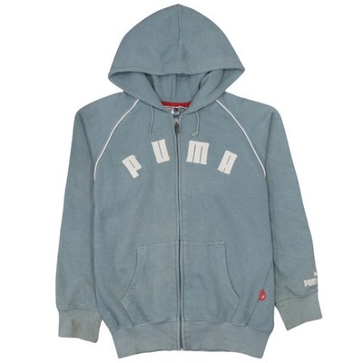 Puma Damen blau Kapuzenpullover mit durchgehendem Reißverschluss Größe 12
