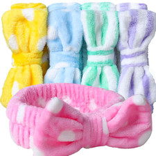 5pcs Makeup Headband with Removable Bow, Spa Headband for Washing Face, Makeup,