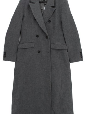 Karen Millen Damen Mantel UK 12 Grau Polyester mit Acrylmantel