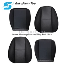 For 07-14 Chevy Silverado 2500 3500 HD Front Top & Bottom Cloth Seat Cover Black