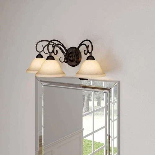 Golden Lighting Homestead Collection 3-Light Rubbed Bronze Bath Vanity Light - Picture 2 of 6