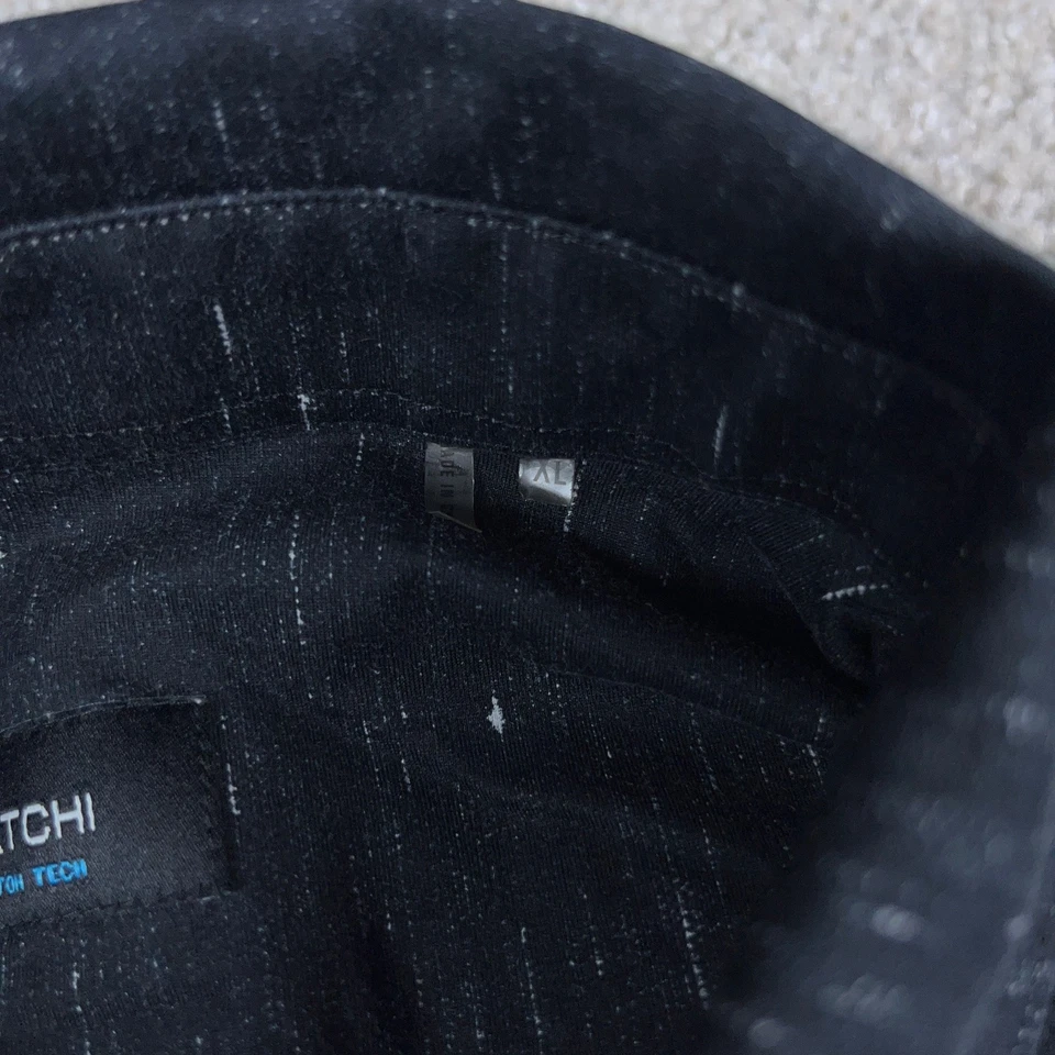 Bugatchi Shirt Mens Extra Large Black Gray Ooohcotton Tech 8 Way Stretch Office - Image 4 of 4