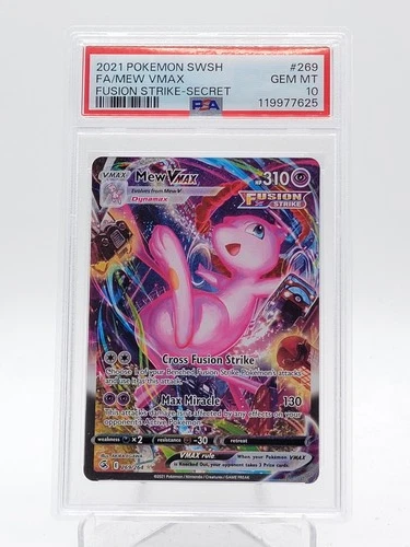 MEW VMAX 2021 POKEMON FUSION STRIKE SECRET RARE #269/264 FA PSA 10 Q0895