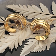 Boucles D'oreille Vintage Clips Marque Monet Forme Spirale 20x22mm Couture