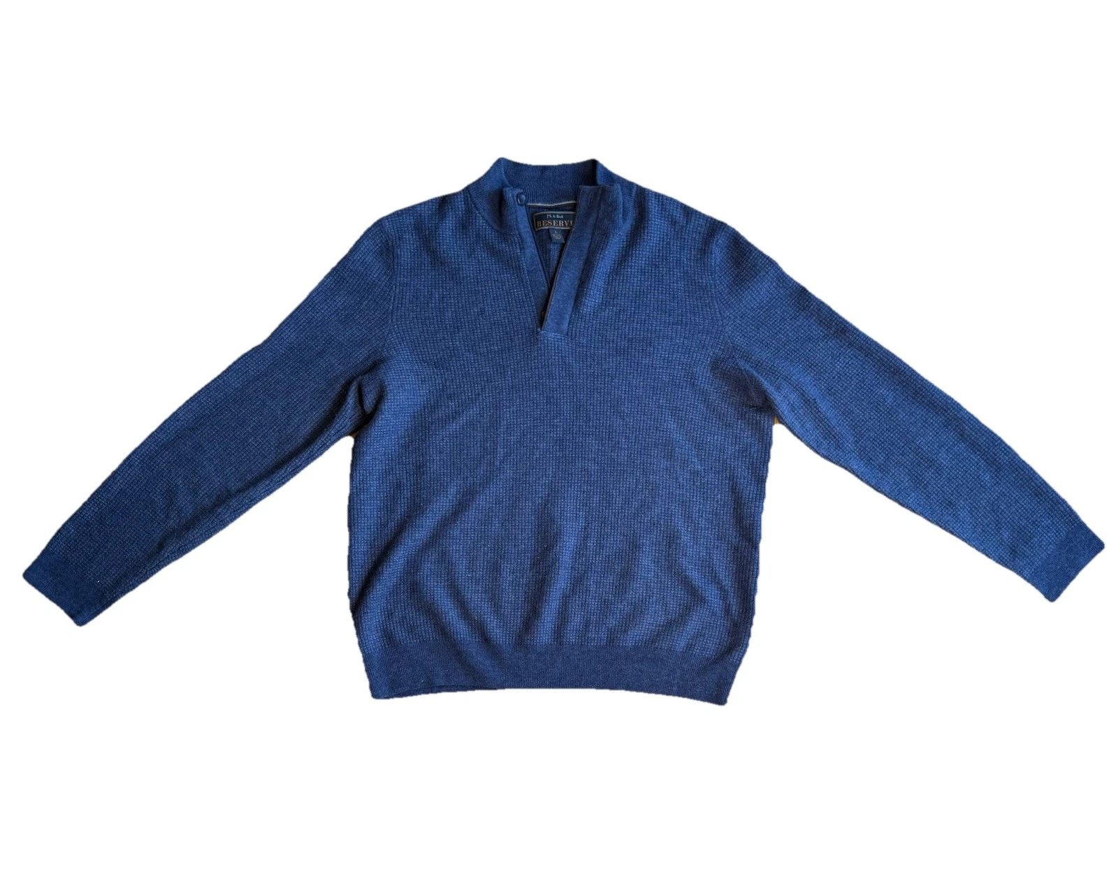 Jos A Bank Reserve Men’s Blue Half Zip Sweater Size Large Wool Blend