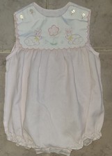 Vtg Baby Togs Bubble Romper Embroidered Easter Bunnies  6/9 Months
