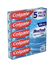 Colgate Max Fresh Toothpaste Breath Strips Cool Mint (7.3 oz., 5 pk) Value Pack