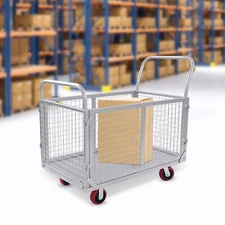 Push Truck Cart, Multi-Functional Push Cart, Hand Truck with Detachable Fence