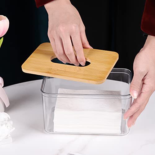 Acrylic Tissue Box, Acrylic Dryer Sheet Holder for Laundry Room, 1 Transparent - Imagen 3 de 7