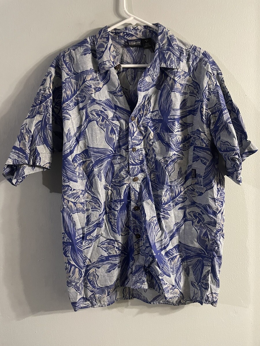 VINTAGE Patagonia Shirt Mens SZ M Blue Hawaiian Button Up Flying