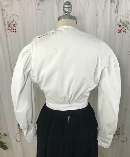 Antique Edwardian Blouse Broderie Anglaise White Cotton Gibson Girl Middy sz XS - Picture 4 of 12