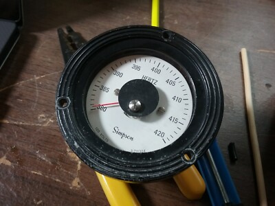 Panel Meter Simpson 380 to 420 Hertz 120v Round 3-711304 tested Working Aviation