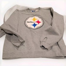 NFL Reebok Pittsburgh Steelers Large Grey Logo Sweatshirt Cotton  Polyester