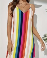 Multicoloured Striped Cami Dress Size : 16