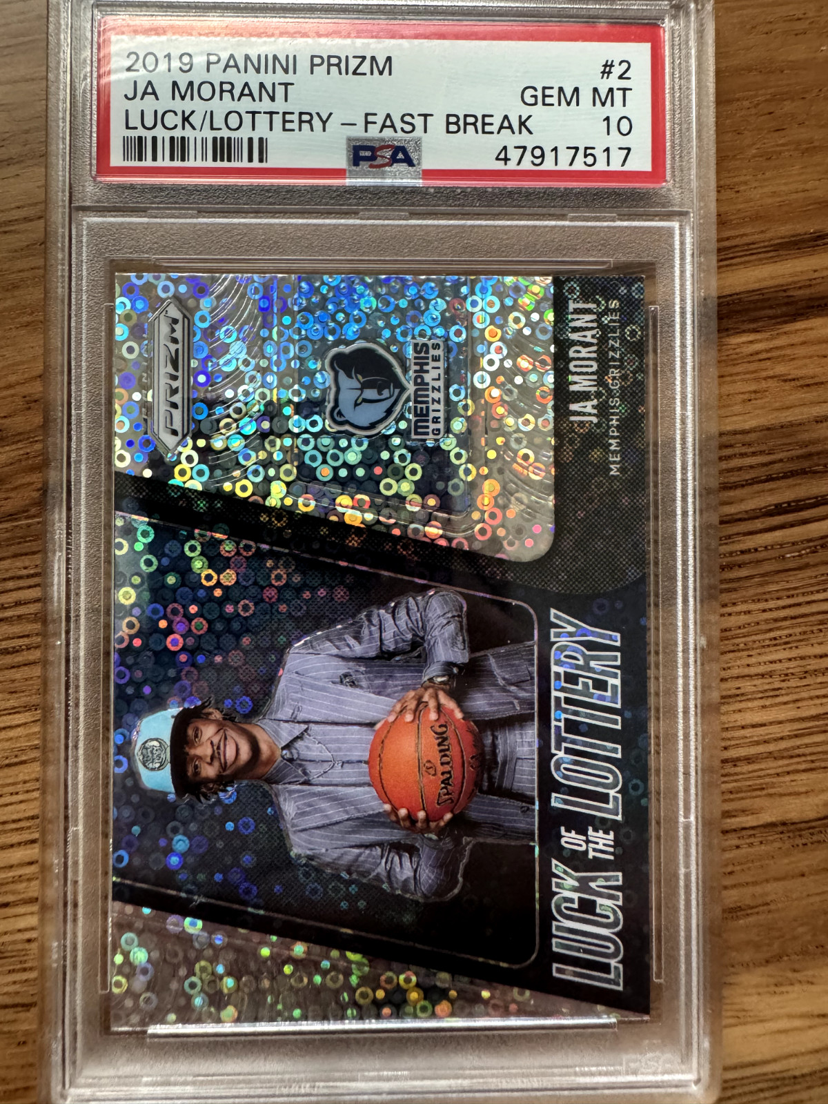 2019-20 Prizm - Luck of the Lottery Fast Break #2 Ja Morant RC - PSA 10 GEM