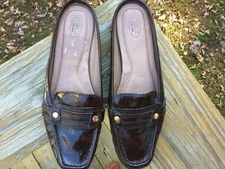 Circa Joan And David brown patent leather clogs, slip ons, flats,  size 6