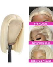 Blonde Lace Front Bob Wig 12inches- Human Hair- 613- 180 Density 13x4 HD