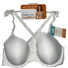 Warners Bra Underwire White Convertible Cooling Contour Cool Dry Chill FX RB5281