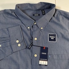 NEW Izod Advantage Shirt BIG TALL 3XL 4XL Stretch Wrinkle Free Blue Check NWT