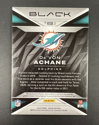 2023 Panini Black DE'VON ACHANE Rookie Patch Auto /75 RC Autograph