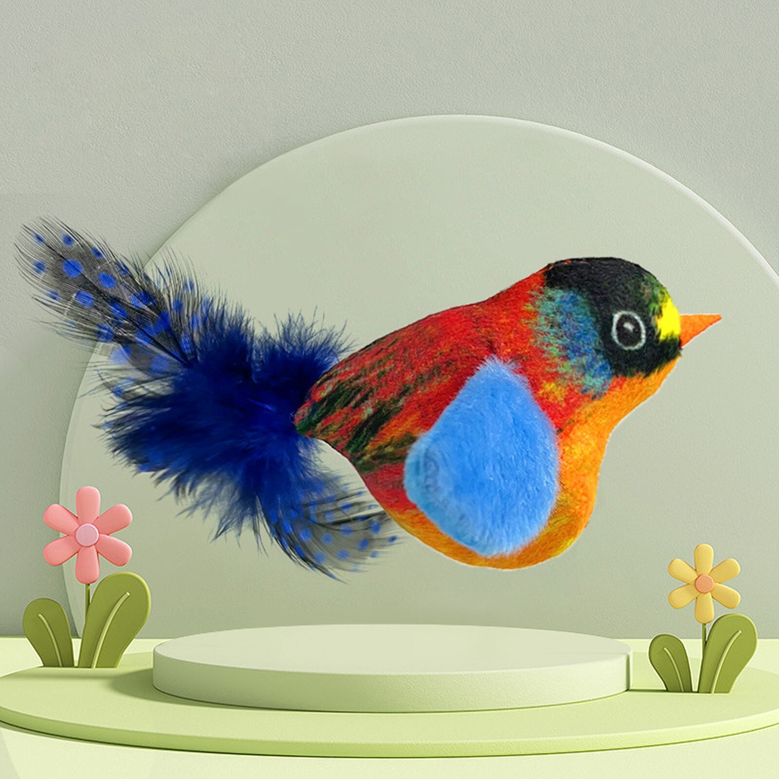 Cat Teasing Toy Realistic Bird With Sound Feather Pet Toy For Stress Relief And